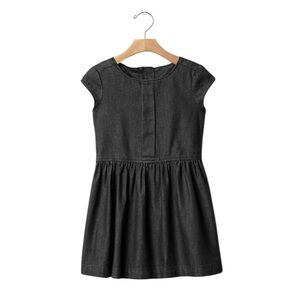GAP Kids Box Pleat Black Denim Chambray Dress M 8-9